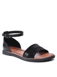 Lasocki Sandały WI23-LALITA-09 Czarny. Czarne sandały Lasocki, bez wzorów, ze skóry, bez obcasa, na płaskiej podeszwie, bez zapięcia. Za 74.99 zł.