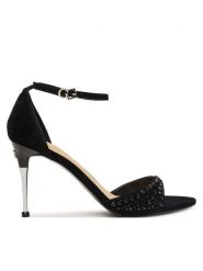 Guess Sandały FLTSNA SUE03 Czarny. Czarne sandały Guess, z aplikacjami, ze skóry, bez obcasa, na szpilce, bez zapięcia. Za 714.99 zł.