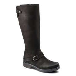 Czarne Kozaki Simen Damskie Skórzane Buty Zimowe. Czarne kozaki Simen, na jesień, z nubiku, przed kolano, bez obcasa, bez zapięcia. Za 399.00 zł.