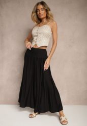 Czarne Spodnie o Szerokim Kroju Kuloty High Waist o Długości 7/8 Ulanova. Czarne spodnie materiałowe Renee, na co dzień, l, bez wzorów, z jeansu, z podwyższonym stanem. Za 44.99 zł.