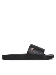Tommy Hilfiger Klapki Th Monogram Poolside FW0FW08525 Czarny. Czarne klapki TOMMY HILFIGER, bez wzorów, ze skóry, bez obcasa. Za 179.99 zł.