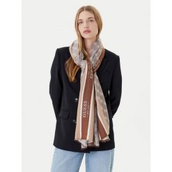 Szal Guess. Brązowe szaliki Guess, z aplikacjami. Za 289.99 zł.