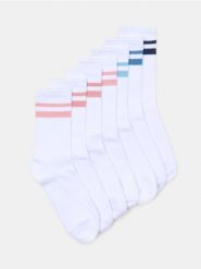 Prążkowane skarpetki z bawełną 7 pack - biały. Białe skarpety Sinsay, bez wzorów, z bawełny. Za 22.99 zł.