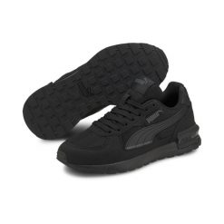 Młodzieżowe buty sportowe Graviton PUMA Black Dark Shadow Gray. Czarna obuwie sportowe Puma, z materiału, bez zapięcia, do biegania. Za 359.99 zł.
