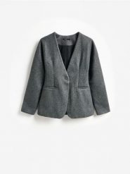 Taliowana marynarka - szary. Szare marynarki i żakiety Reserved, l, bez wzorów, z dzianiny. Za 159.99 zł.