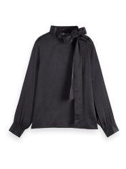 Scotch & Soda Bluzka w kolorze czarnym rozmiar: 34. Czarne bluzki Scotch & Soda, bez wzorów, bez kołnierzyka, bez ramiączek. Za 167.28 zł.