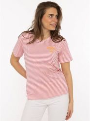 Zwillingsherz Koszulka w kolorze biało-jasnoróżowym rozmiar: XL. Brązowe bluzki Zwillingsherz, xl, bez wzorów, z wiskozy, bez kołnierzyka, bez ramiączek. Za 82.99 zł.