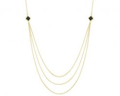 Złoty naszyjnik z onyksami syntetycznymi - koniczyny. Żółte naszyjniki Apart, z onyksem, złote. Za 3,229.00 zł.