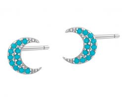Kolczyki srebrne z turkusami syntetycznymi - Księżyce. Szare kolczyki Apart, z turkusem, srebrne. Za 109.00 zł.