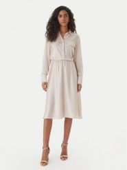 Fracomina Sukienka codzienna FY26SD2025W41101 Écru Regular Fit. Sukienki Fracomina, na co dzień, l, bez wzorów, z syntetyku, bez kołnierzyka, bez ramiączek, proste. Za 479.99 zł.