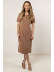 Awama Sukienka w kolorze jasnobrązowym rozmiar: XL. Brązowe sukienki Awama, xl, bez wzorów, bez kołnierzyka, bez ramiączek, maxi. Za 132.36 zł.