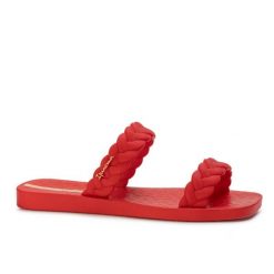 Klapki damskie Ipanema 26826 FEVER SLIDE FEM. Czerwone klapki Ipanema, bez wzorów, z materiału, bez obcasa, na płaskiej podeszwie. Za 65.00 zł.