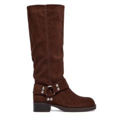 Kozaki JENNY. Brązowe kozaki Jenny, bez obcasa, na płaskiej podeszwie, bez zapięcia. Za 229.99 zł.