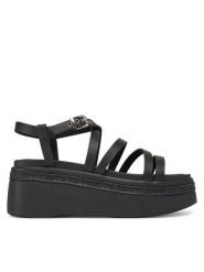 Tommy Jeans Sandały Tjw Wedgy Strappy Sandal EN0EN02756 Czarny. Czarne sandały Tommy Jeans, bez wzorów, z jeansu, bez obcasa, na koturnie, bez zapięcia. Za 379.99 zł.