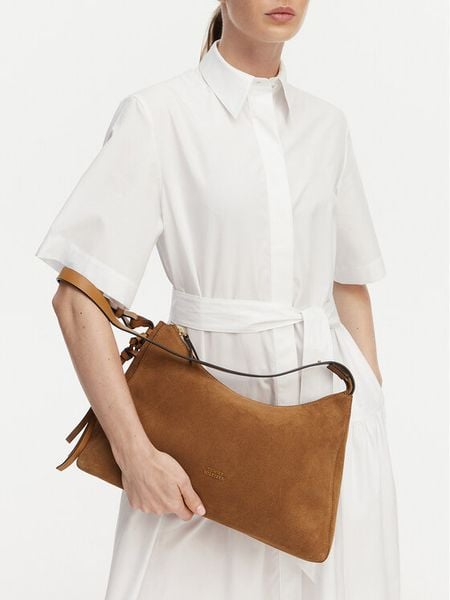 Tommy Hilfiger Torebka Th Statement Shoulder Bag Suede AW0AW18824 Brązowy. Brązowe torebki klasyczne TOMMY HILFIGER, bez wzorów, ze skóry, bez dodatków. Za 693.99 zł.