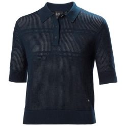 Damska koszulka polo Helly Hansen Salt Knit. Niebieskie koszulki polo Helly Hansen, na lato, bez wzorów, bez kołnierzyka, bez ramiączek. Za 399.50 zł.