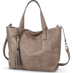 Torebka shopper ze stebnowanym przeszyciem i chwostem bonprix kamienisty. Shopper bonprix. Za 109.99 zł.