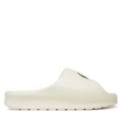 Klapki Lacoste. Białe klapki Lacoste, bez wzorów, bez obcasa. Za 179.99 zł.