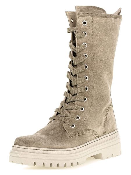 Gabor Skórzane kozaki w kolorze khaki rozmiar: 38. Brązowe kozaki Gabor, na zimę, bez obcasa, bez zapięcia. Za 248.58 zł.