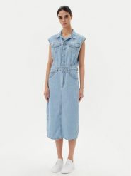 Levi's® Sukienka jeansowa Iconic 001WF-0002 Niebieski Standard Fit. Niebieskie sukienki s, bez wzorów, z bawełny, bez kołnierzyka, bez ramiączek. Za 309.99 zł.