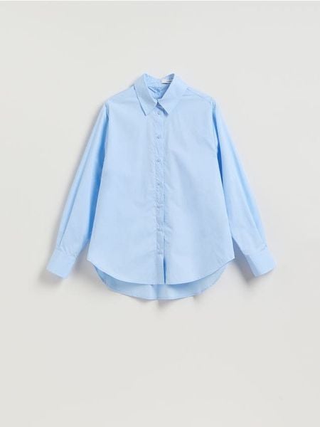 Koszula z ozdobnym kołnierzem - jasnoniebieski. Niebieskie koszule Reserved, l, bez wzorów, z bawełny, bez kołnierzyka, bez ramiączek. Za 119.99 zł.