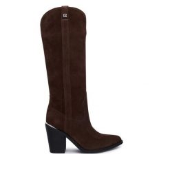 Kozaki Guess. Brązowe kozaki Guess, bez obcasa, na słupku, bez zapięcia. Za 1,054.00 zł.