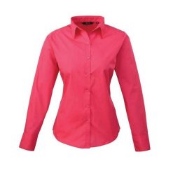 Bluzka Damska Z Długim Rękawem Z Popeliny. Czerwone bluzki PREMIER, xl, bez wzorów, casualowe, bez kołnierzyka, bez ramiączek. Za 106.99 zł.