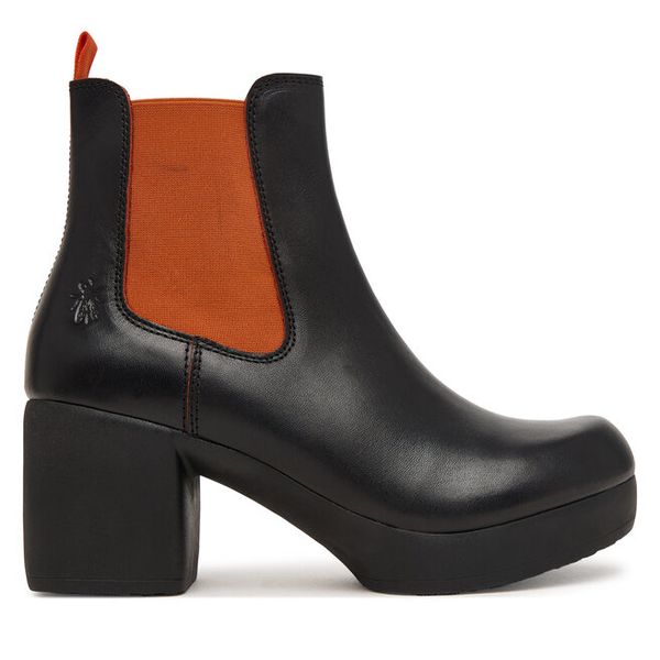 Botki Fly London. Czarne botki Fly London, bez wzorów, bez obcasa, na słupku, bez zapięcia. Za 794.99 zł.