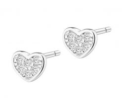 Kolczyki z białego złota z diamentami - serca - 0,03 ct - próba 585. Białe kolczyki Apart, z diamentem, złote. W wyprzedaży za 741.30 zł.