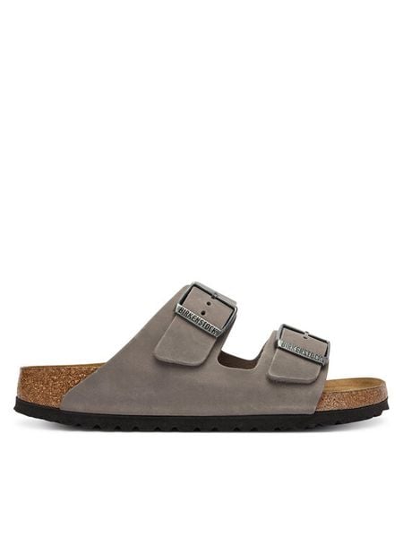 Birkenstock Klapki Arizona Sfb 1013645 Szary. Szare klapki Birkenstock, bez wzorów, ze skóry, bez obcasa. Za 579.99 zł.