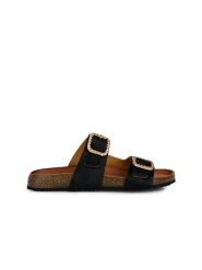 Geox Skórzane klapki "New Brionia" w kolorze czarnym rozmiar: 38. Czarne klapki Geox, bez wzorów, z otwartym noskiem, bez obcasa. Za 256.95 zł.