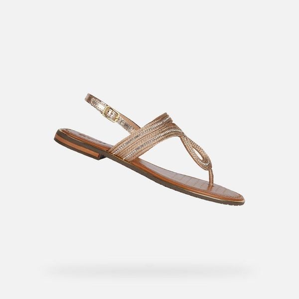 Sandały damskie Geox Sozy Plus. Żółte sandały Geox, bez wzorów, z materiału, eleganckie, bez obcasa, bez zapięcia. Za 270.50 zł.