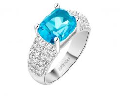 Pierścionek z mosiądzu rodowany z cyrkoniami i szklanym detalem. Pierścionki Artelioni, z cyrkonią, z mosiądzu. Za 189.00 zł.