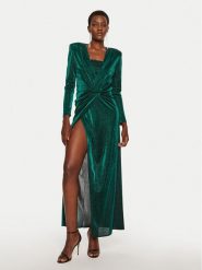 Simona Corsellini Sukienka wieczorowa A24CEAB045 Zielony Slim Fit. Zielone sukienki SIMONA CORSELLINI, bez wzorów, z syntetyku, wizytowe, bez kołnierzyka, bez ramiączek. Za 649.99 zł.