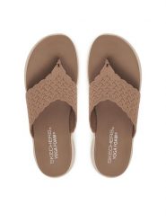 Skechers Japonki Ultra Flex 3.0 119971/MOC Beżowy. Brązowe klapki Skechers, bez wzorów, z materiału, bez obcasa. Za 229.99 zł.