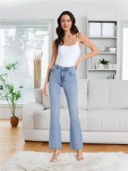 Jeansy high waist - niebieski. Niebieskie jeansy Sinsay, l, bez wzorów, z podwyższonym stanem. Za 69.99 zł.