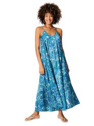Aller Simplement Sukienka w kolorze niebieskim rozmiar: 34-40. Niebieskie sukienki Aller Simplement, bez wzorów, klasyczne, bez kołnierzyka, bez ramiączek, maxi. Za 56.99 zł.