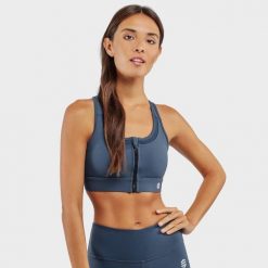 Stanik sportowy fitness damski - Wysokie wsparcie Squat Blue. Niebieskie bielizna sportowa SIROKO, xs, bez wzorów, z elastanu. W wyprzedaży za 90.95 zł.