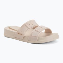 Klapki damskie Ipanema Leme Slide. Brązowe klapki Ipanema, bez wzorów, z materiału, bez obcasa. Za 109.99 zł.