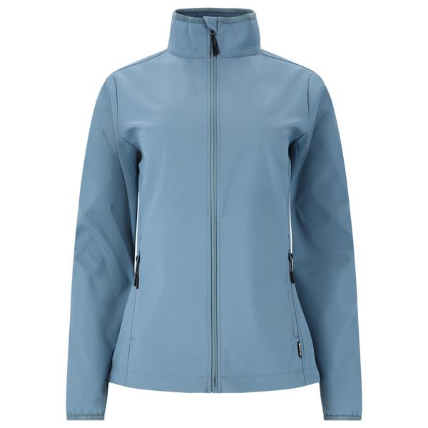 Softshell damski Whistler Lango. Niebieskie kurtki sportowe Whistler, bez wzorów, z softshellu, bez kaptura, trekkingowe. Za 222.00 zł.