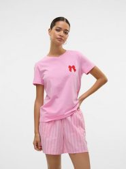 Vero Moda Koszulka w kolorze jasnoróżowym rozmiar: XL. Różowe bluzki Vero Moda, xl, bez wzorów, z bawełny, bez kołnierzyka, bez ramiączek. Za 66.45 zł.