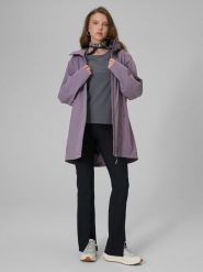 4F Parka przejściowa membrana 5000 damska - fioletowa L. Fioletowe parki 4f, l, ze skóry, bez kaptura. Za 449.99 zł.