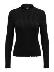 JDY Koszulka "Fransiska" w kolorze czarnym rozmiar: XL. Czarne bluzki JDY, xl, bez wzorów, prążkowane, bez kołnierzyka, bez ramiączek. Za 72.95 zł.