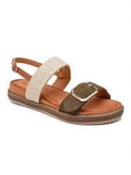 Sixth Sens Sandały w kolorze oliwkowo-kremowo-jasnobrązowym rozmiar: 40. Brązowe sandały Sixth Sens, bez wzorów, klasyczne, z otwartym noskiem, bez obcasa, bez zapięcia. Za 113.99 zł.