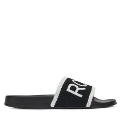 Klapki Roxy. Czarne klapki Roxy, bez wzorów, bez obcasa. Za 99.99 zł.