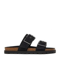 Klapki DeeZee. Czarne klapki DeeZee, bez wzorów, bez obcasa. Za 139.99 zł.