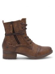 Mustang Trzewiki 1229-508 Brązowy. Brązowe botki Mustang, bez wzorów, z materiału, bez obcasa, na płaskiej podeszwie, bez zapięcia. Za 349.99 zł.