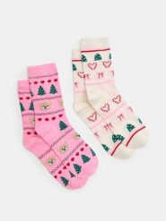 Skarpetki z motywem świątecznym 2 pack - wielobarwny. Skarpety Sinsay, bez wzorów. Za 12.99 zł.