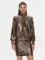 ViCOLO Sukienka koktajlowa FR0017 Złoty Regular Fit. Żółte sukienki ViCOLO, s, bez wzorów, z syntetyku, wizytowe, bez kołnierzyka, bez ramiączek. Za 289.99 zł.
