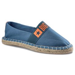 Espadryle damskie Big Star, z przewiewnego materiału na jutowej podeszwie z elastycznym paskiem, niebieskie, HH274475. Niebieskie espadryle Big Star, z aplikacjami, z jeansu, bez obcasa, bez zapięcia. Za 89.99 zł.